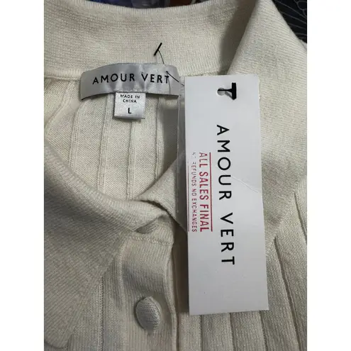 Amour Vert “Lorraine” Sweater – Ivory Size L, NWT Deadstock