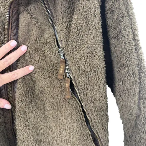 Kuhl Women's Brown Fleece Sherpa Zip Up Hoodie Jacket XL Thumbholes Outdoor