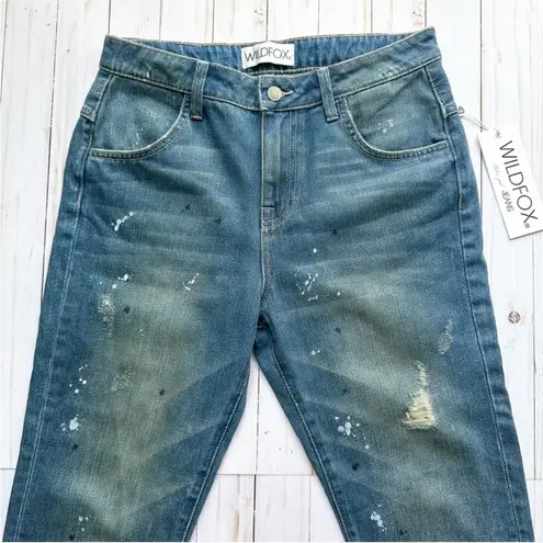 Wildfox NWT  DaVinci Relaxed Loose Baggy Paint Splatter Crop Boyfriend Jeans