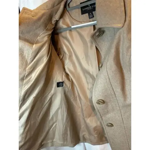 London Fog Women's Beige Wool Blend Peacoat Size M Mid-Length Winter