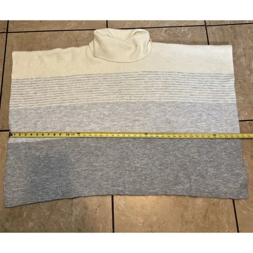 Talbots  Cable Knit Cape Poncho Sweater Size M/L Beige Striped Gray Turtleneck