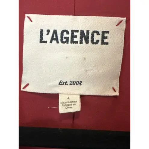 L'Agence L’AGENCE Kenzie Earth Red Satin Double Breasted Blazer Size 4