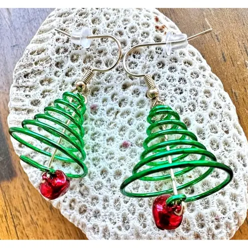 Christmas Tree Earrings Jingle Bells New Dangle Hooks Festive Holiday Pa… Green