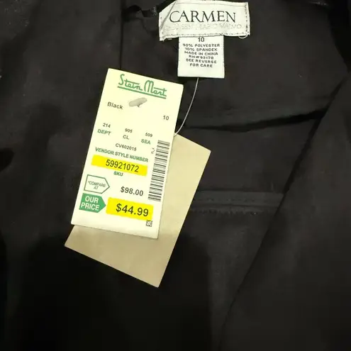 Carmen Marc Valvo NWTCarmen Marc Valvo Faux Suede Cardigan Women 10 Black Metallic Open Front Goth