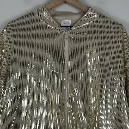 Serra Sequin Bomber Jacket Gold 90s Glam Aldi Tik Tok Viral Ladies Sz L Y2K NWT