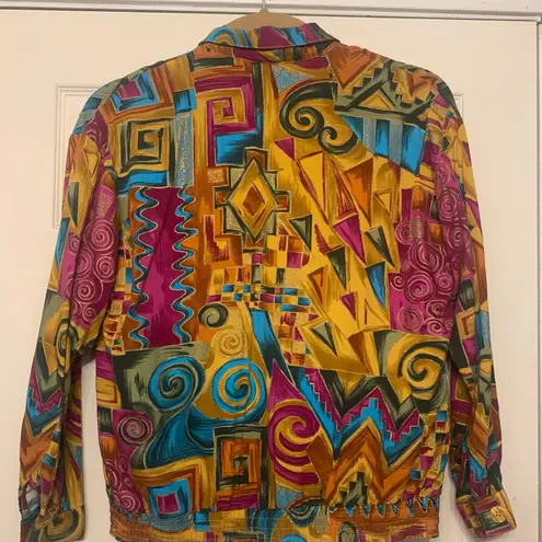 Joyce Vintage Multi Color Funky Disco Woman Sz 10 Blazer. 2305 Yellow