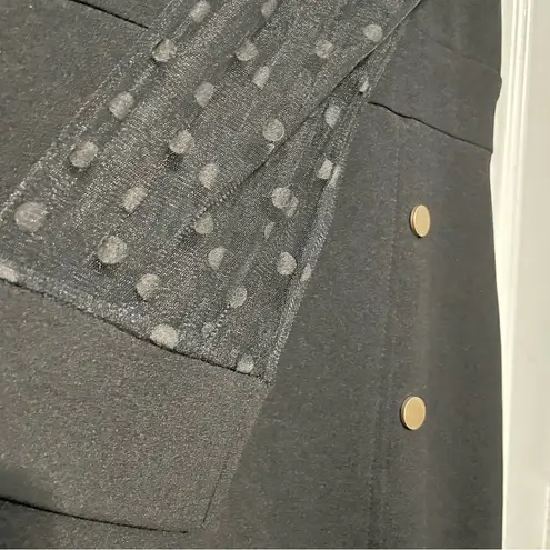 Gracia Polka Dot Mesh Sleeve Dress in Black Size Large