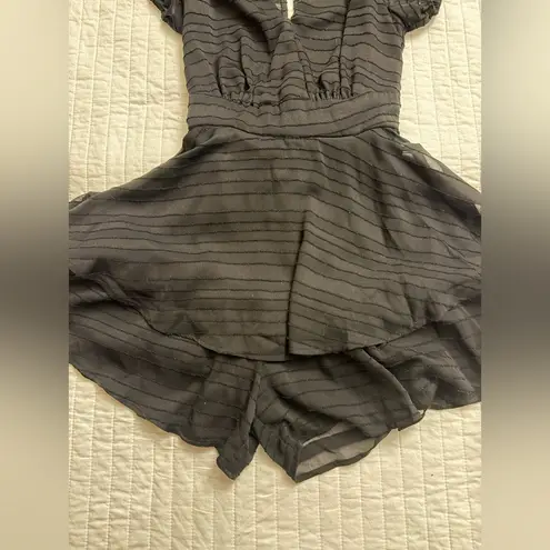 Blue Rain Francescas  black textured striped romper