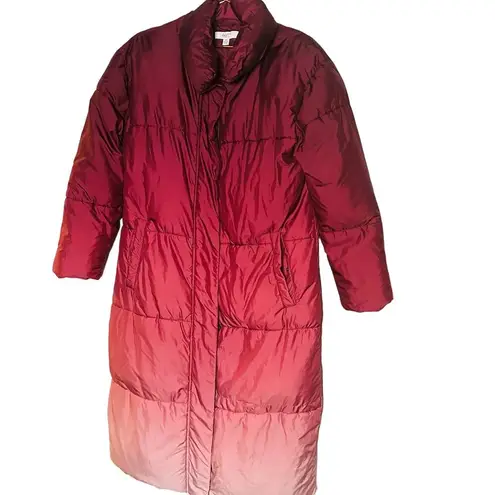 Busayo Collective Ombré Wine Pink Purple Parka Puffer Trench Jacket size XS