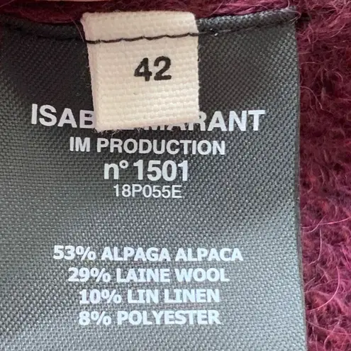 Isabel Marant Étoile Sweater Maroon Boat Neck Fuzzy Alpaca Wool Blend Pullover