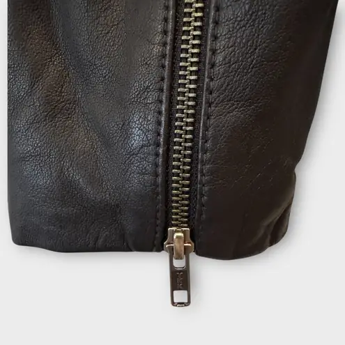 Treasure & Bond Leather Bomber Jacket with Removable Faux Shearling Trim Small