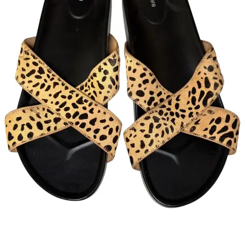 Birdies Robin Cheetah Slide Women's Criss Cross Sandals Flats Size 10 Tan
