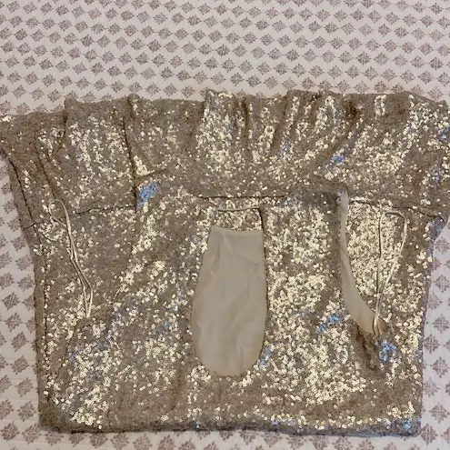 Lost + Wander Sequin Sleeveless Shift Mini Cocktail Dress Size XS Champagne Gold