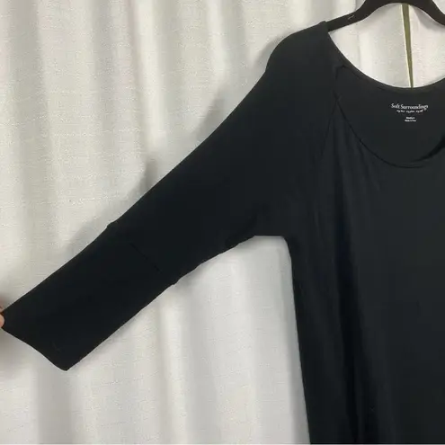 Soft Surroundings Black 3/4 Sleeve Jersey Knit Maxi Dress Sz.M
