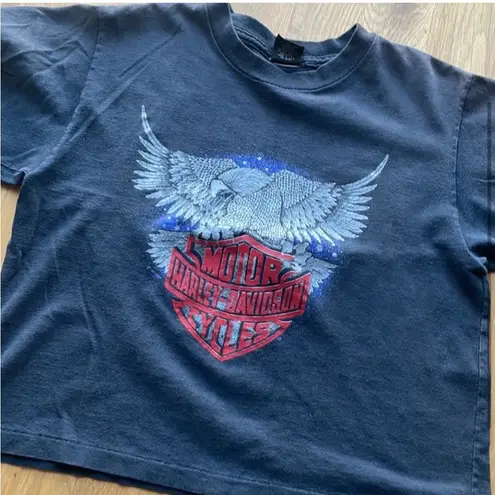 Black Harley Davidson crop graphic shirt Size M