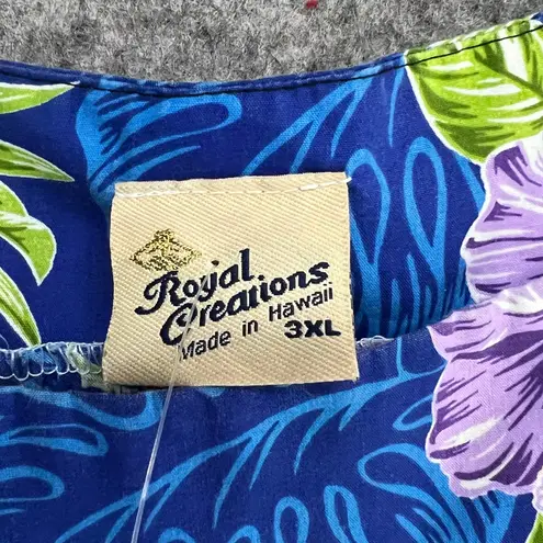 Vintage Royal Creations Dress 3XL Blue Purple Floral Hawaiian Aloha MuuMuu Vtg Size 3X