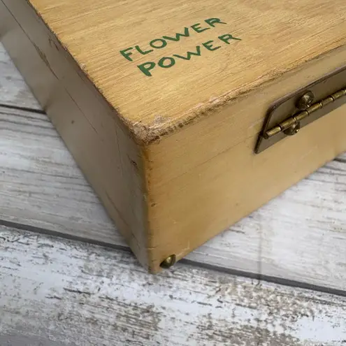 VTG Enid Collins of Texas Wooden Box Purse Bejeweled Flower Power Orange Artsy Brown