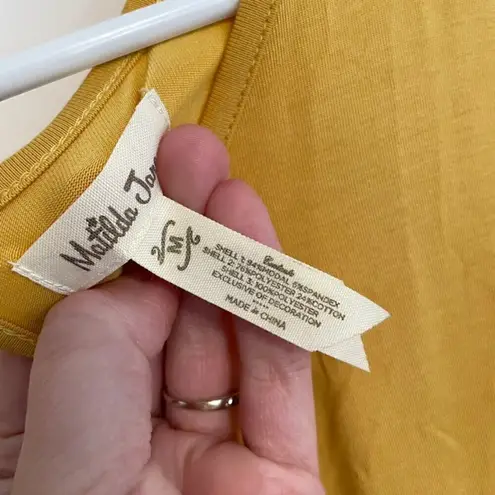 Matilda Jane Bocce Ball Lace Accent Top Mustard Yellow Lace Back Short Sleeve M