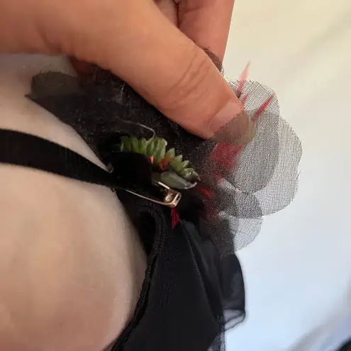 Alfred Angelo Vtg Y2K Asymmetric Hem Dress Sz 8 Ruffle Whimsigoth Floral HoCo