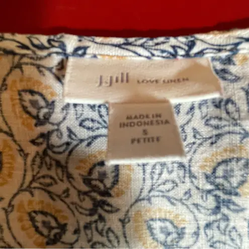 J Jill Linen womans PS Elephant Print Sleeveless Tunic Top Coastal Boho Tank Blue Size undefined