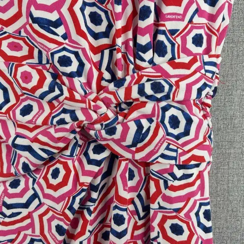 Lands' End Pink and Blue Umbrella Patterned Dress women size 2X