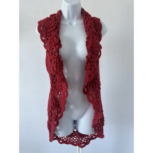 NWT! LILY Rust Crochet Sweater Vest, Size XL Boho Festival Orange