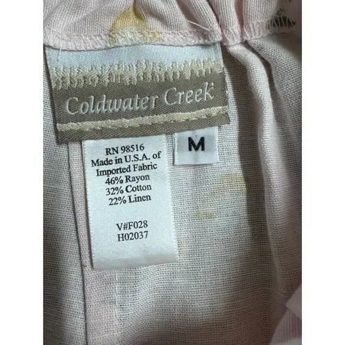 Coldwater Creek Linen Blend Floral Midi Skirt Pink White Cottagecore vintage M - Image 4