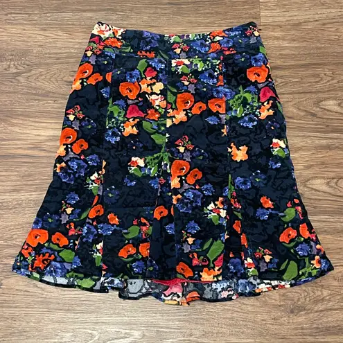 HD in Paris Floral Pleated Skirt Black Blue Red Orange Green Size 12