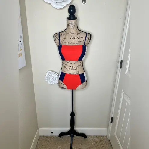Cupshe NTM: Orange, Blue & White Colorblock Bikini Set w Adjustable Straps Sz M