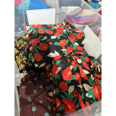 Floral Midi Dress Louna Colorful Garden Girl Fairy Romantic Modest Small Stretch Red