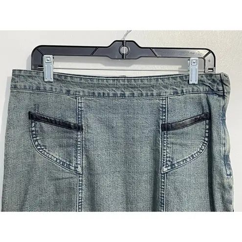 VTG 90s Fubu Jean Skirt Size 9/10 Leather Detail Hip Hop Fatty Girl Club Y2K Blue