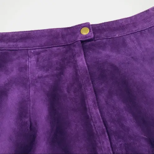 VINTAGE Deep Purple Suede Mini Skirt Zip Leather Size XS