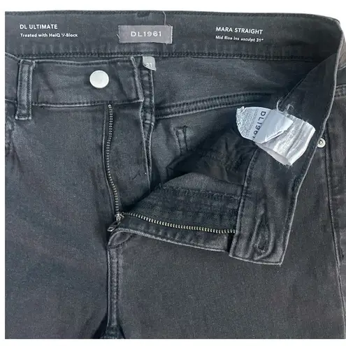 DL1961 Mara Straight Mid-Rise Instasculpt Dark Eclipse Split Hem Jeans Size 27