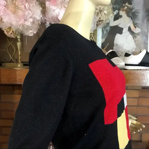 VINTAGE 1990'S PETITE SOPHISTICATE RED & BLACK W/METALLIC ACCENTS SWEATER (MP) Size undefined