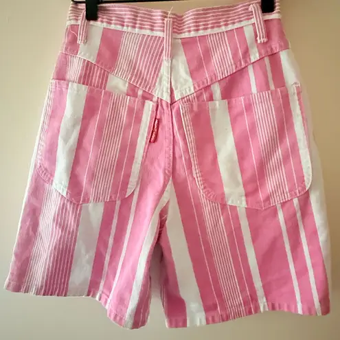 Vintage 90’s Made In the Shade Pink and White Striped Jean Shorts Size undefined