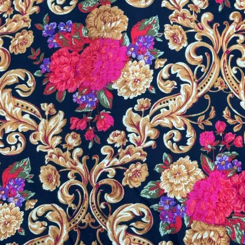 Connections Blazer Womens Large Black Baroque Floral Gold Red Vintage 80s 90s Black