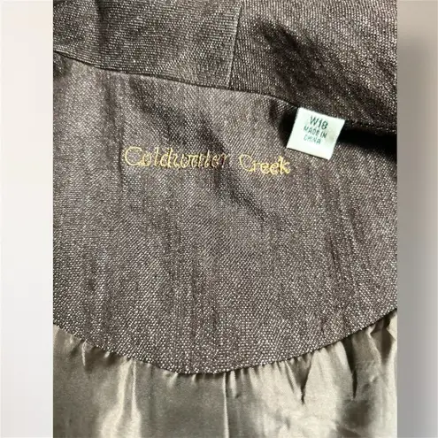 Coldwater Creek W18 Brown Embroidered Beaded Jacket Boho Artsy Open Front Blazer