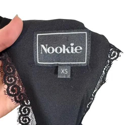 Nookie Sweet Life High Neck Cutout Lace Trim Pencil Midi Dress Black x Revolve