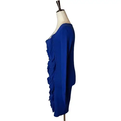 Jump Girl Royal Blue Long Sleeve Ruffle Mini Sheath Dress Size S