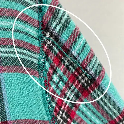 Vintage Flannel Nightgown Plaid Turquoise Plus Size Pearl Snaps 1X Pajamas PJs Blue - Image 10