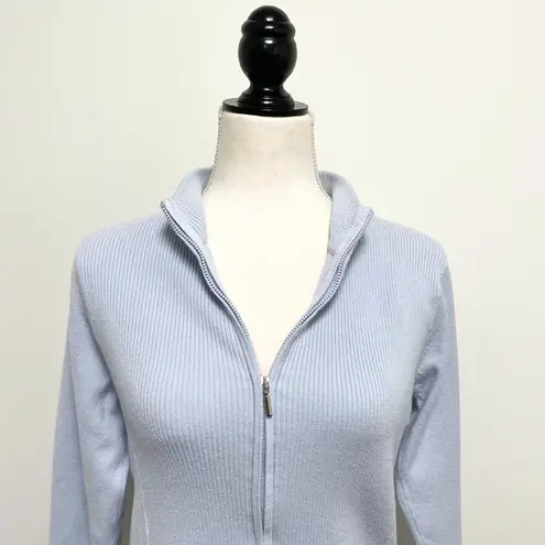 Shu Shu Zip Up Sweater Cardigan Camisole Set Blue