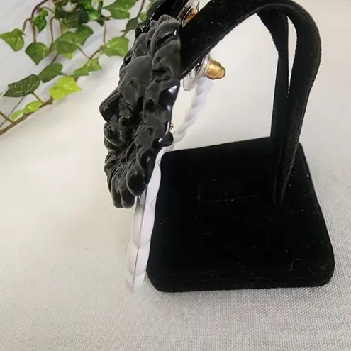 Big Bold Lion Doorknocker Black and White Statement Earrings