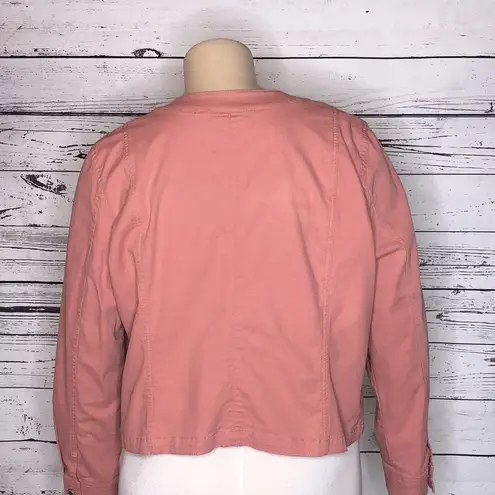 Denim & Co . Size XL Dusty Pink Button Front Cropped Utility Jacket