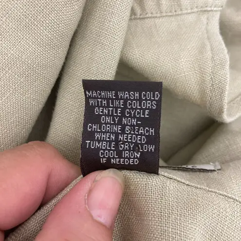 FOR THE REPUBLIC 100% Linen Open Front Blazer 12 - Tan Sage