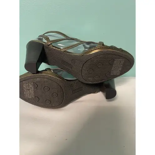 Etienne Aigner Etienne Aigner Gold LEATHER 3" Peep-Toe Strappy Pumps Size 8.5 New S-306