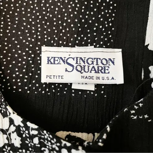 Vintage Floral Print Button Down LongSleeve Shirt Jacket Black Size Small Petite