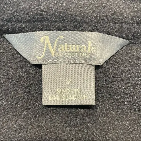 Natural Reflections Fleece Jacket Size Medium Black full zip mock neck