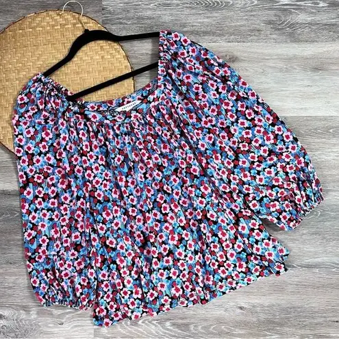 Popsugar Floral printed balloon sleeve blouse