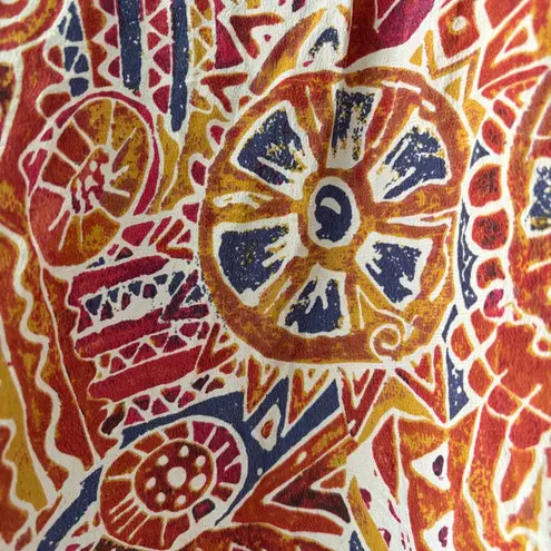 Amanda Smith 100% silk print blouse natural shell buttons women's size 24W