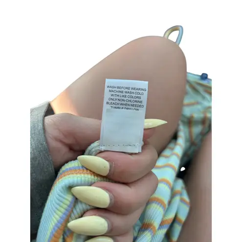 Freshman 1996 XS Striped Ribbed Tank Dress Sleeveless Casual Summer Orange